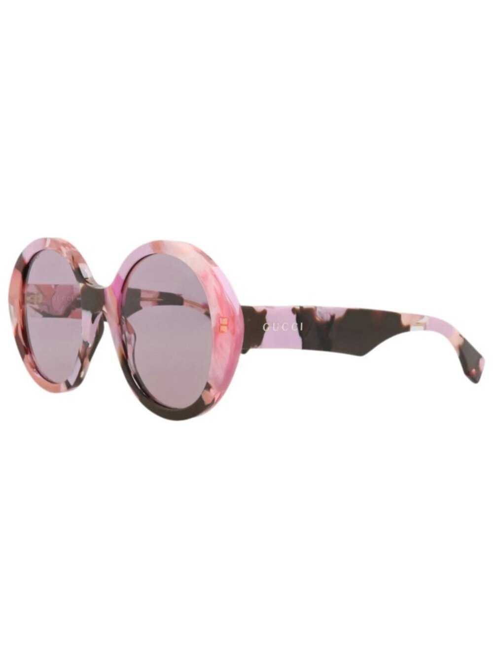 New Gucci Women's Sunglasses Round Oval Recycled Acetate Frame Pink Pink Violet